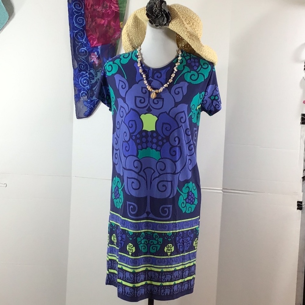 Tori Richard Hawaii stretch shift dress S